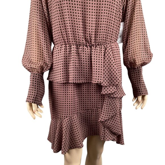 Bailey 44 Dress Size 10 NWT Medallion Print Ruffle Sheer Long Bishop Sleeve Line - Picture 8 of 8